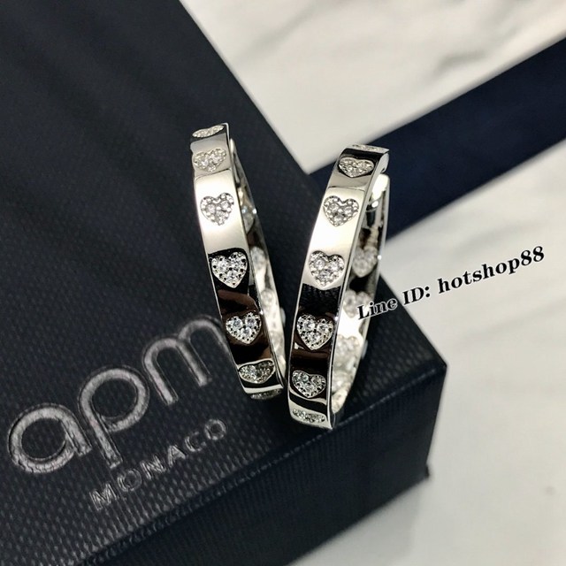 APM Monaco高質量官網新品圓環銀色白心耳環中號 zgb2050